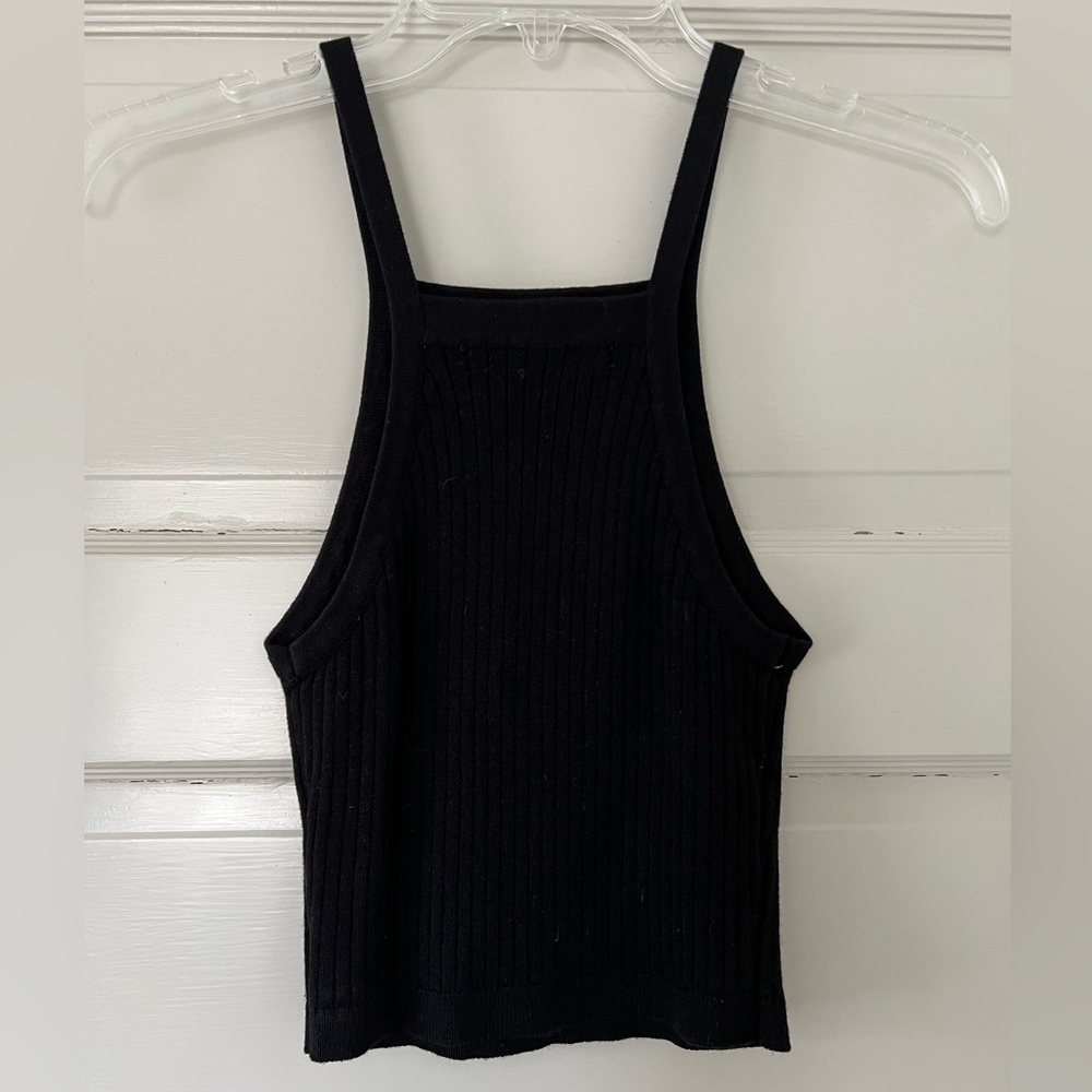 Ribbed Black Knit Crop Top
